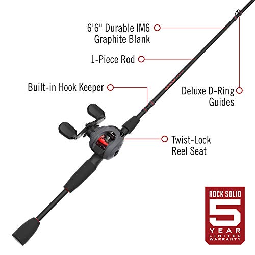 Quantum Invade Baitcast Reel and Fishing Rod Combo, 6'6