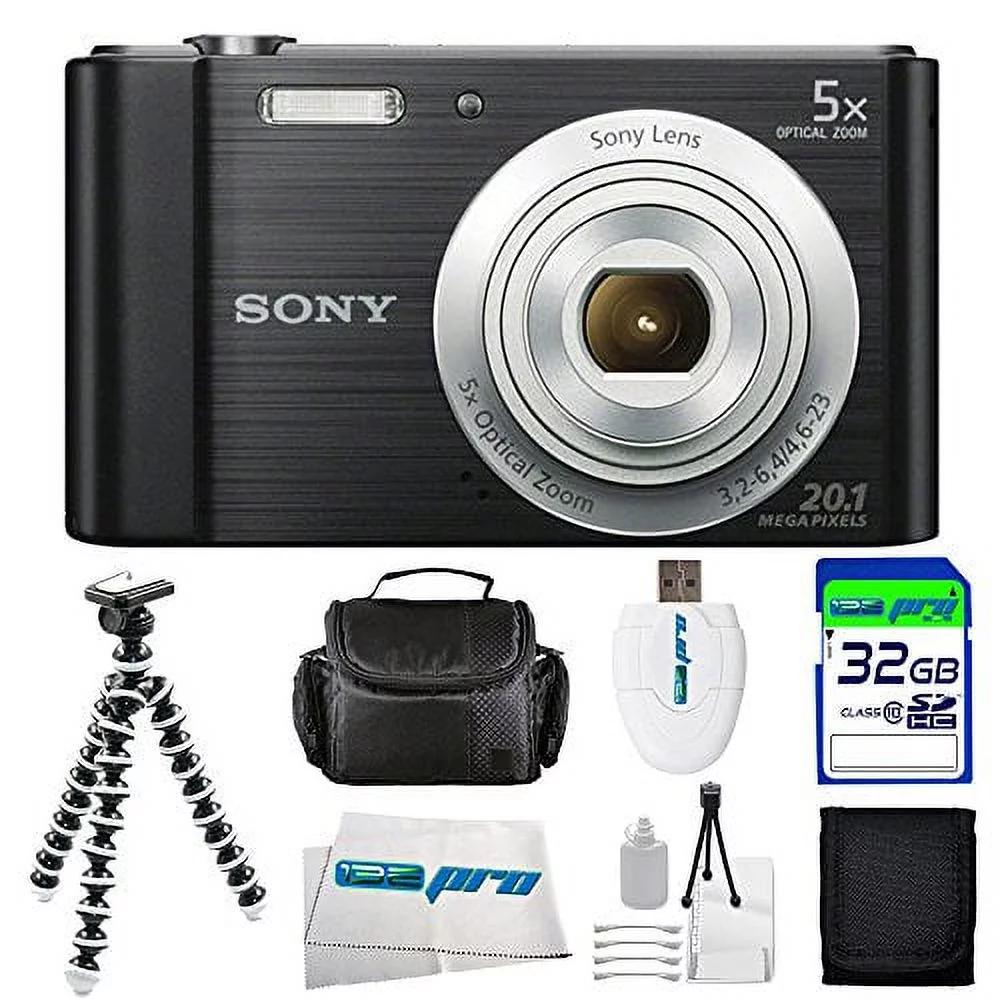 Sony Cyber-shot DSC-W800 Digital Camera (Black) + 32GB Pixi-Basic I3ePro Accessory Bundle
