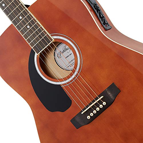 Ashthorpe Full-Size Left-Handed Dreadnought Acoustic-Electric Guitar Bundle - Premium Tonewoods - Brown