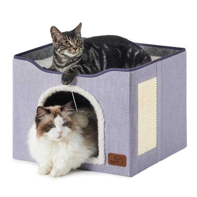 Bedsure Cat Beds for Indoor Cats Large Cat Cave for Pet Cat House with Fluffy Ball Hanging and Scratch Pad - Pet Supplies online store