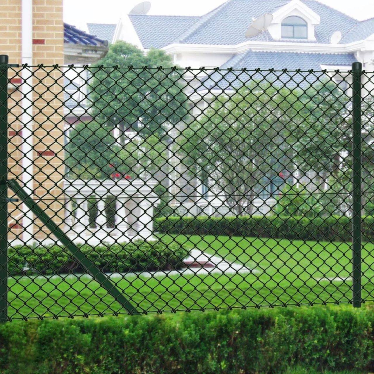 vidaXL Chain Link Fence with Posts Steel 3& 3x22 x 82& Green