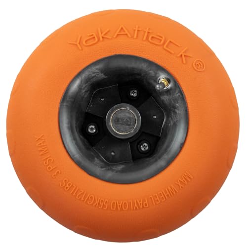 YakAttack TowNStow Kayak Cart Air-Filled Balloon Sand Tire for Non-hardpack Ground Surfaces, Orange/Black - Single Pack (TNS-1005) | Kayak Fishing Accessories