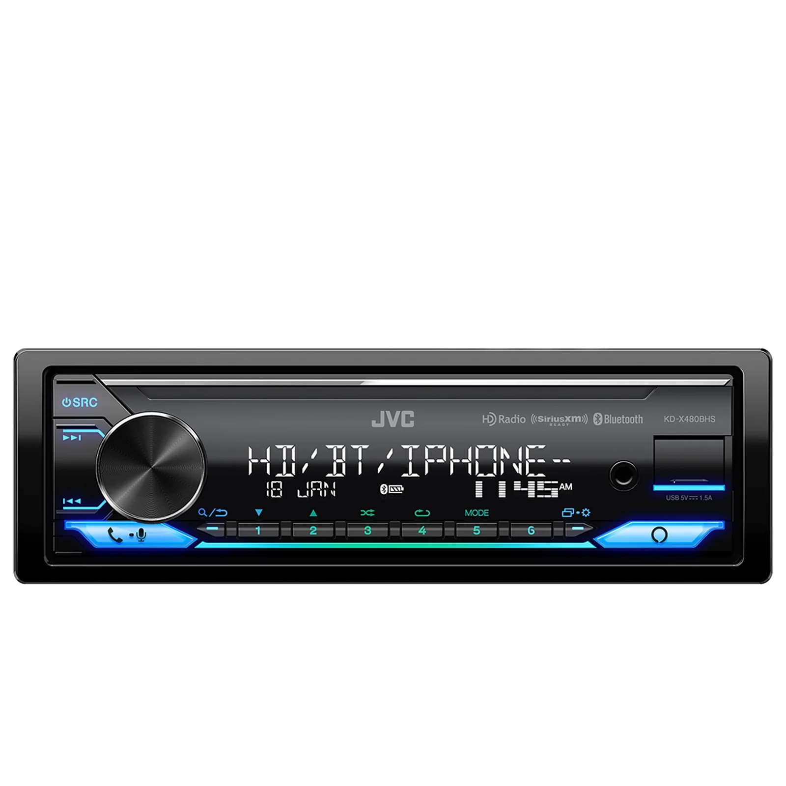 JVC KD-X480BHS Single DIN Bluetooth USB AUX LED Illumination AM/FM Radio Stereo SiriusXM Ready Amazon Alexa LED Car Audio Receiver Harley 98-2013 FLHX Install Adapter Kit, SiriusXM Radio Tuner Kit
