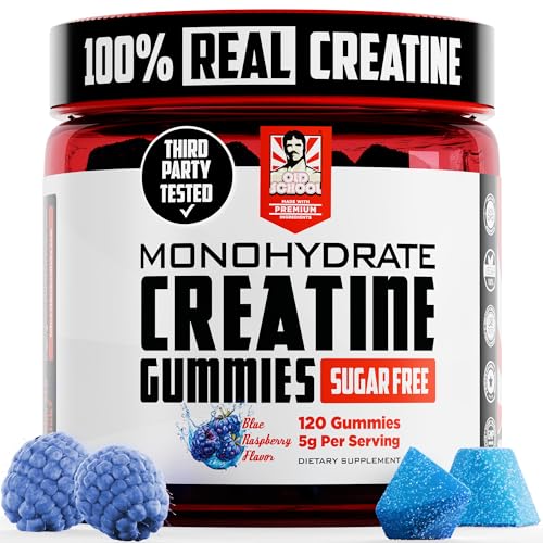 Old School Labs 5000mg Creatine Monohydrate Gummies, Optimized for Men and Women, Supports Lean Muscles & Recovery, Energy & Stamina - Real Creatine and Third Party Tested, 30 Servings, 120 Ct