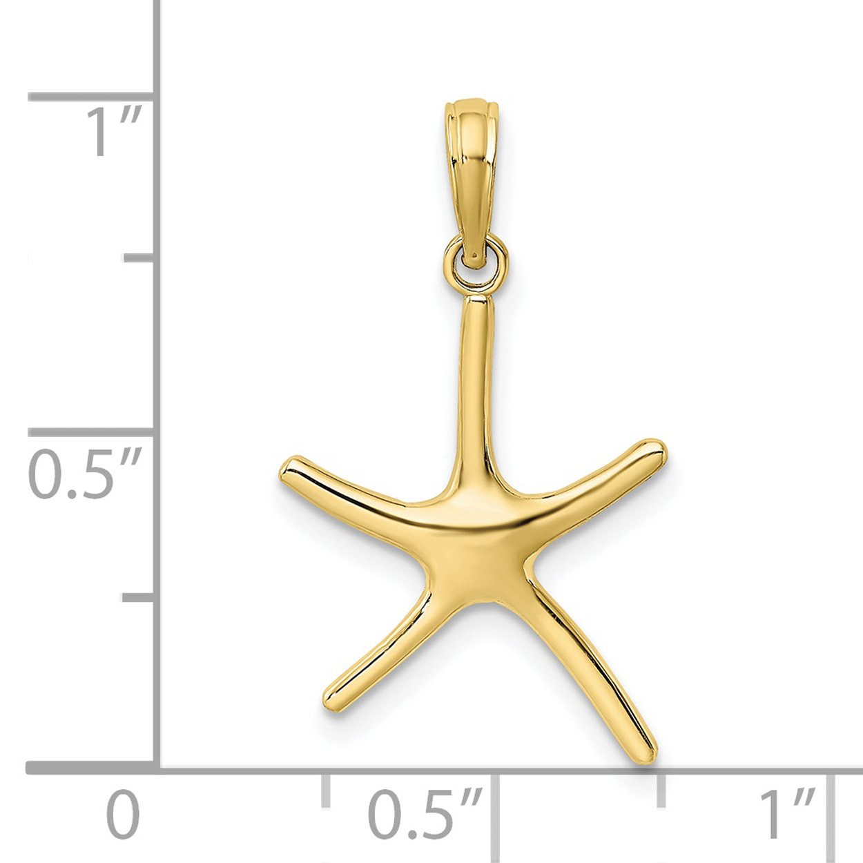 Carat in Karats 10K Yellow Gold Dancing Starfish Pendant Charm (22.3mm x 15.5mm) With 14K Yellow Gold Lightweight Rope Chain Necklace 16''