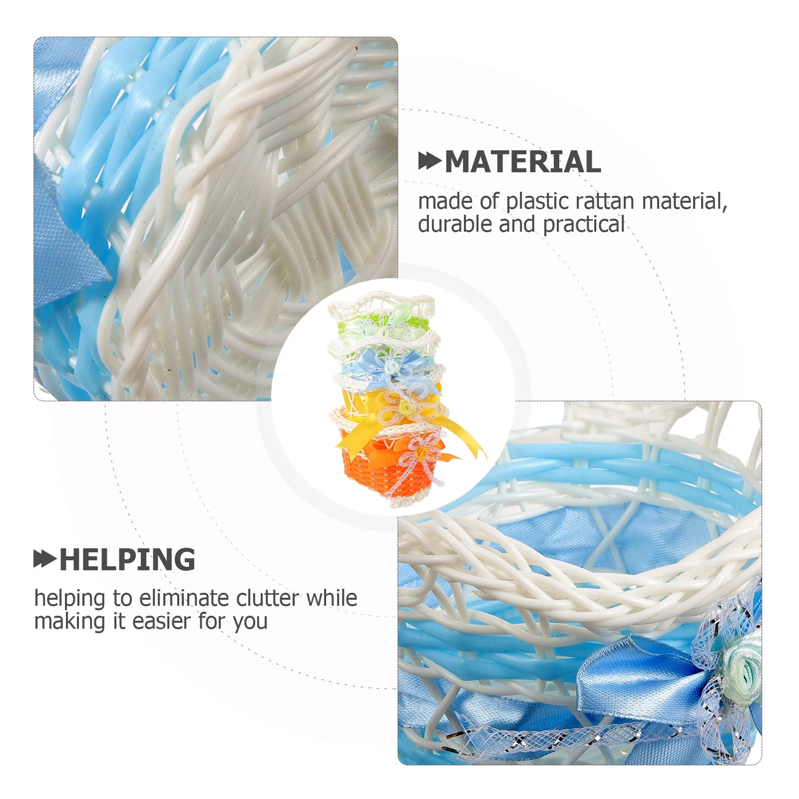 4 Pcs Rattan Flower Basket Living Room Pot Artistic