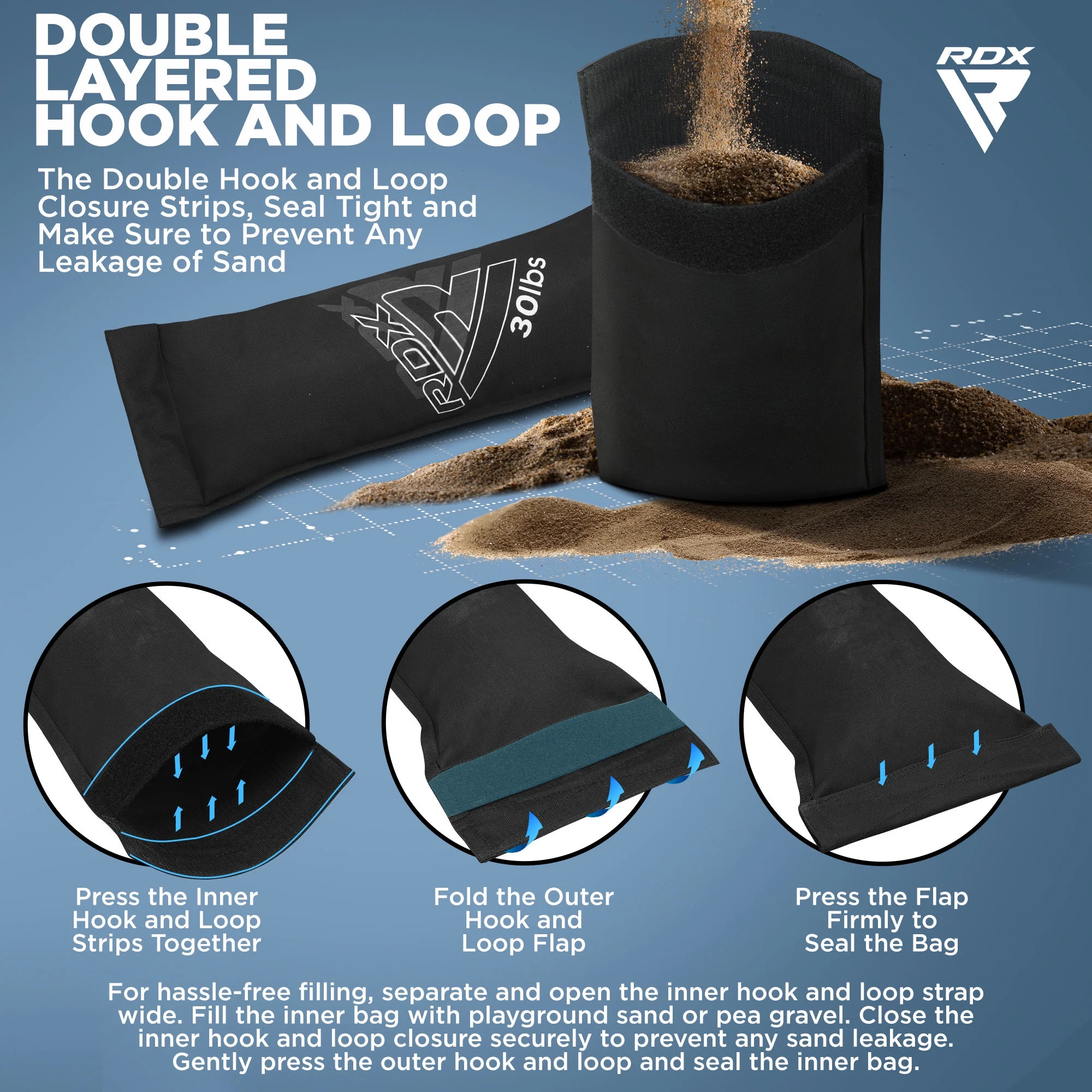 RDX FITNESS Sandbags, Heavy Duty Workout Sandbags for Training, Cross-Training Workouts, Fitness, Exercise, Multiple Sizes and Colors