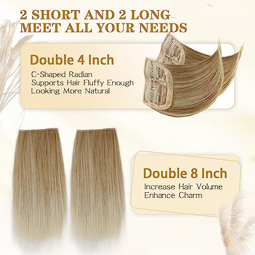 4PCS Hair Toppers for Women Synthetic Clips in Hair Extension with Thinning Hair Dark Brown Invisible Hairpieces for Adding Hair Volume Daily Use(Double 4 inch and Double 8 inch)