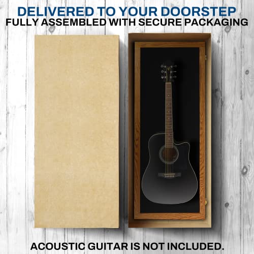 Acoustic Guitar Display Case - Acrylic Acoustic Guitar Case - Guitar Display Case Wall Mount, Guitar Wall Case Made from Hardwood Frame & Clear Acrylic | Natrual Oak