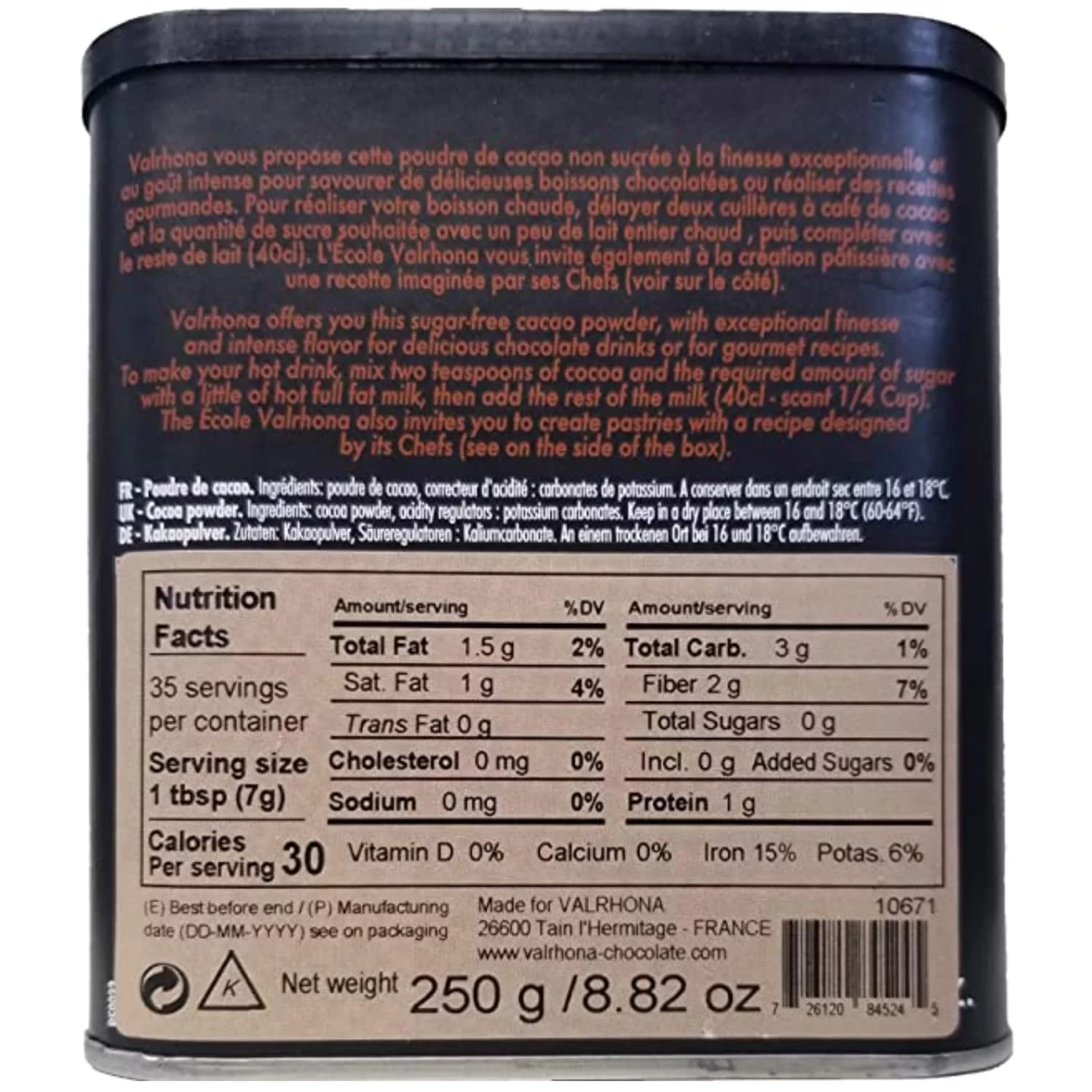 Valrhona Pure Cocoa Powder 8.8 oz.