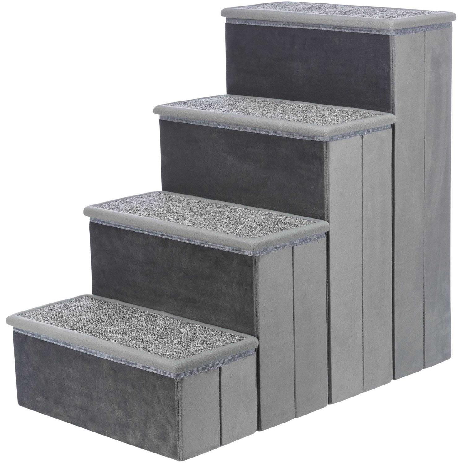Trixie Velour Foldable 4-Step Pet Stairs with Storage - Pet Supplies online store