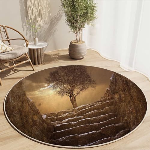 Round Rug 39 in Jungle Plants Palms Chair Mat for Hard Floors Green Tropical Leaves Floor Protector Mats Desk Chair Mats for Home Office Floor Carpets