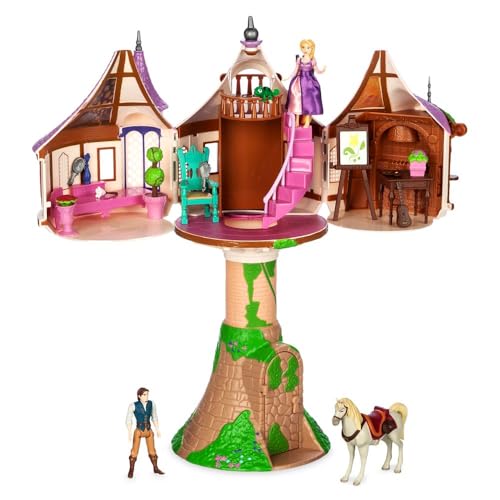 Disney Store Action Toys Rapunzel Tower Playset - 19-Piece Tangled Play Set with Rapunzel, Flynn & More Princess Toys- Includes Tower Apartment, Sculpted Figures & Art Accessories