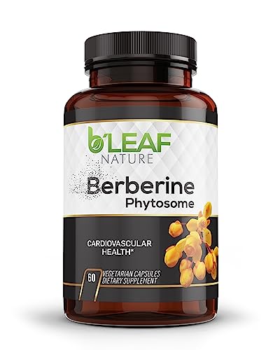 B’Leaf Nature's Berberine Phytosome Vegetarian Capsules - Superior Absorption, Natural Herbal Supplement for Better Health - Gluten-Free, Non-GMO - 120 Capsules, 1100mg per Serving