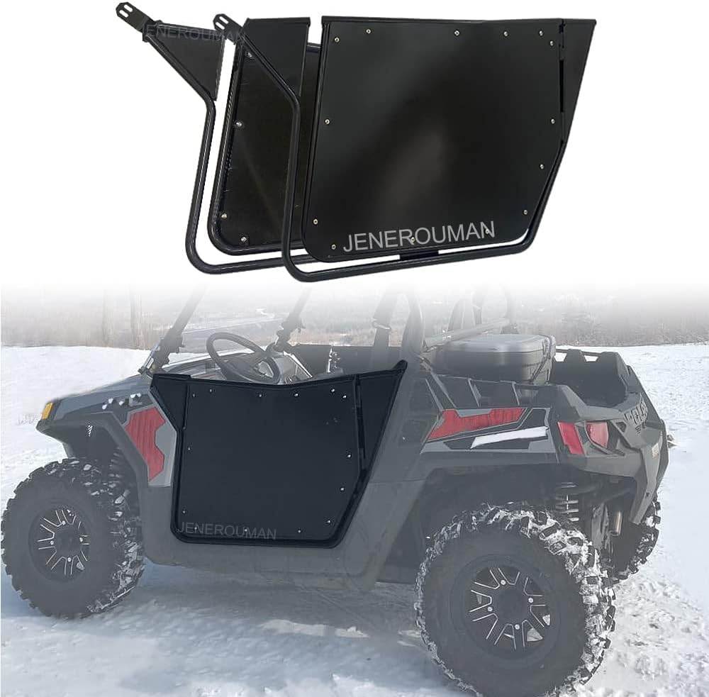 JENEROUMAN 1 Pair Aluminum Iron Full Size Side Doors for UTV Polaris RZR 800 S 800 Doors RZR 570 XP 900 2008-2022 Black