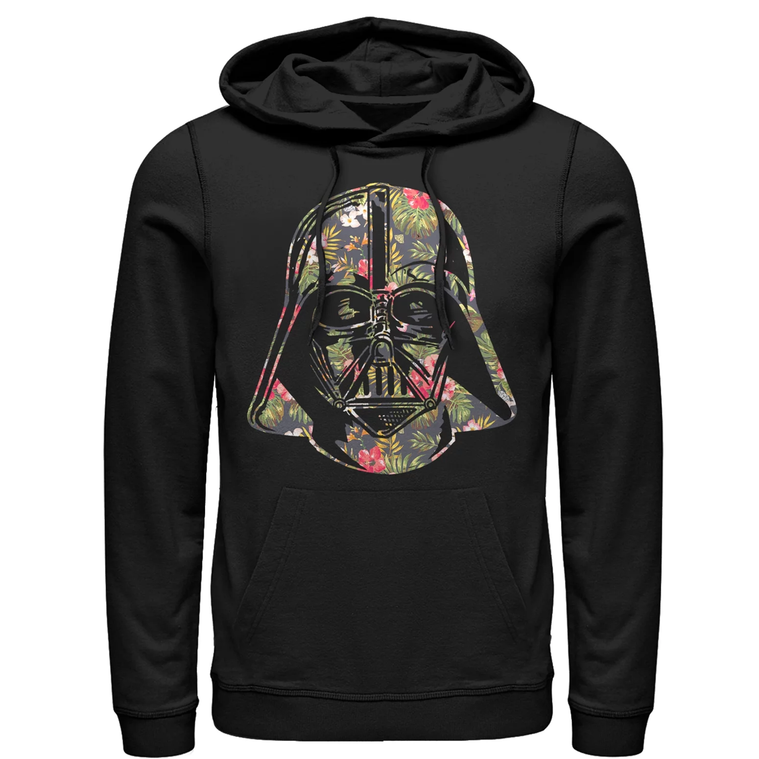 Men's Star Wars Tropical Print Darth Vader Helmet  Pull Over Hoodie Black Medium
