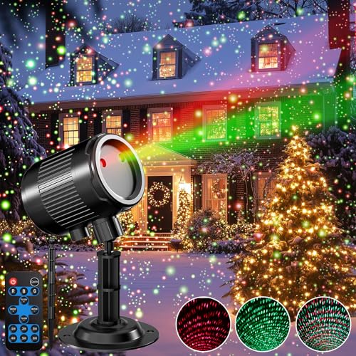 Christmas Laser Projector Light Outdoor: RGB 3 Colors Firefly Moving Laser Lights, IP65 Waterproof Star Projector Lights Show Decor for Garden Yard Holiday Party, Christmas Halloween New Year Gift