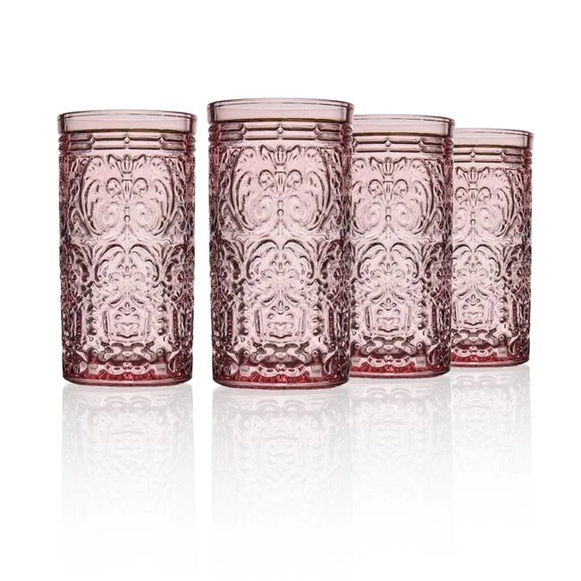 14 oz Jax Highballs Glasses Set, Pink - Set of 4