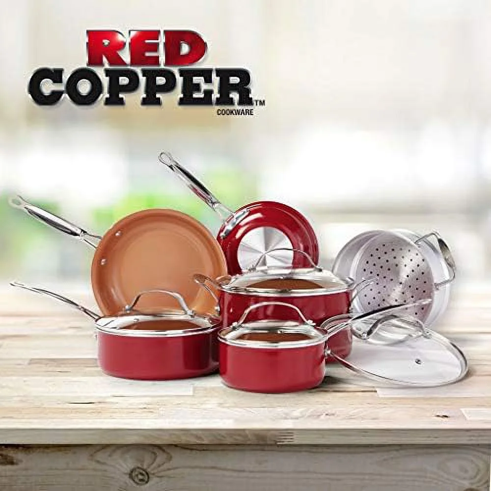 10 pc copper-infused ceramic non-stick cookware set