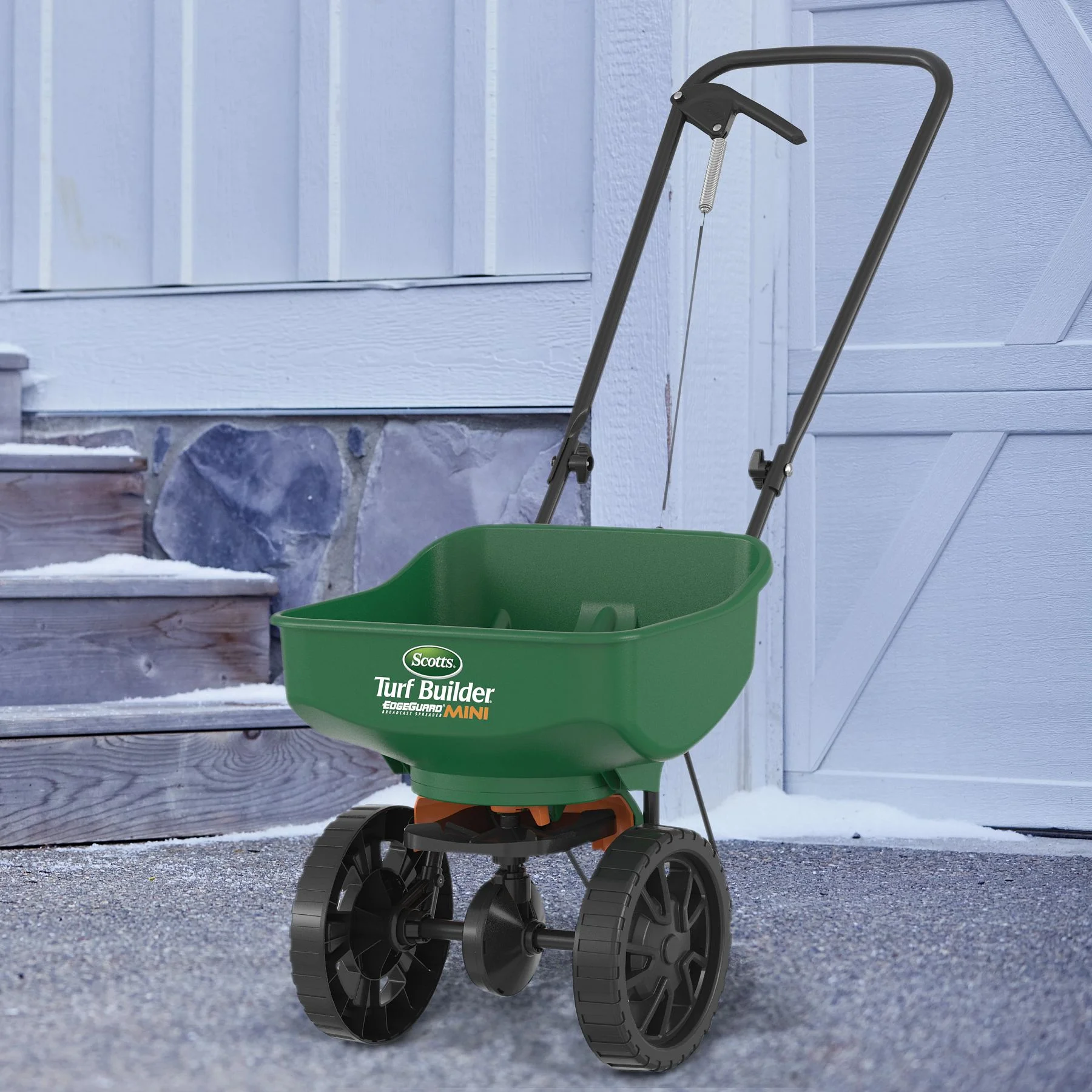 Scotts Turf Builder EdgeGuard Mini Broadcast Spreader for Grass Seed, Fertilizer, Salt, Ice Melt