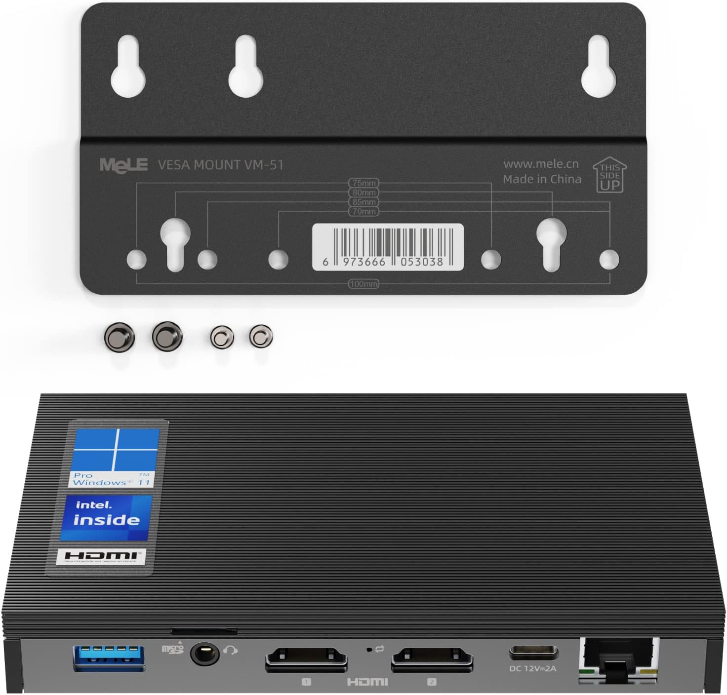 MeLE Mini PC Quieter2Q Fanless Windows 11 Pro Portable Desktop Micro Computer J4125 8G 512GB 4K Dual HDMI Gigabit Ethernet Small Form Factor pc for Home Office School Business Media Industry IoT Etc.