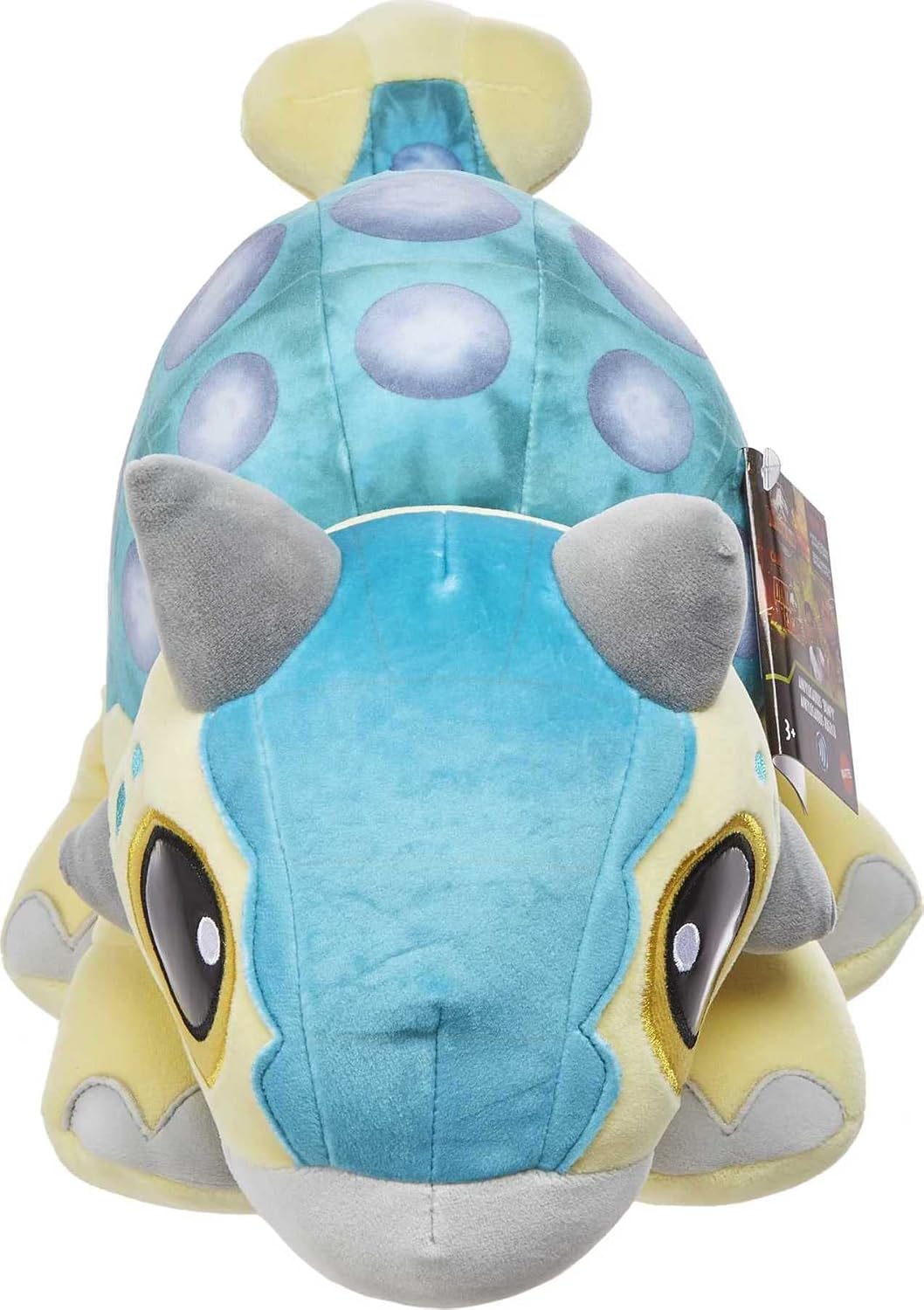 Mattel Jurassic World: Camp Cretaceous Plush Baby Dinosaur Bumpy with Sound, 15-inch Floppy Soft Toy Ankylosaurus with Weighted Feet