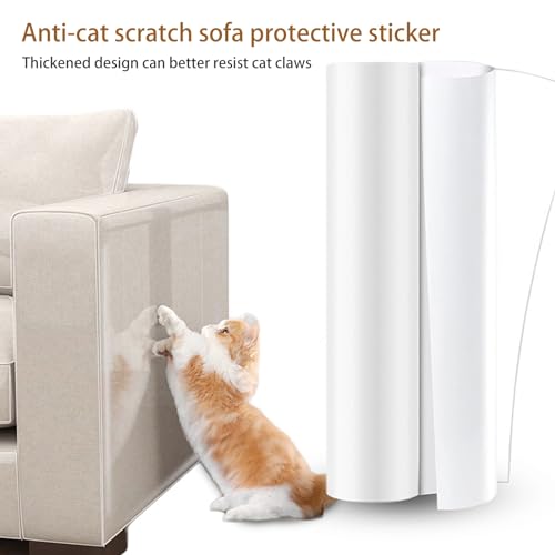 Cat Scratch Furniture Protector, 1 Set Sofa Protectors from Pets, Transparent Cat Scratch Guard, Thicken Anti Cat Scratch Furniture Guard, Clear Single-sided Sticky Couch Protector for Home C
