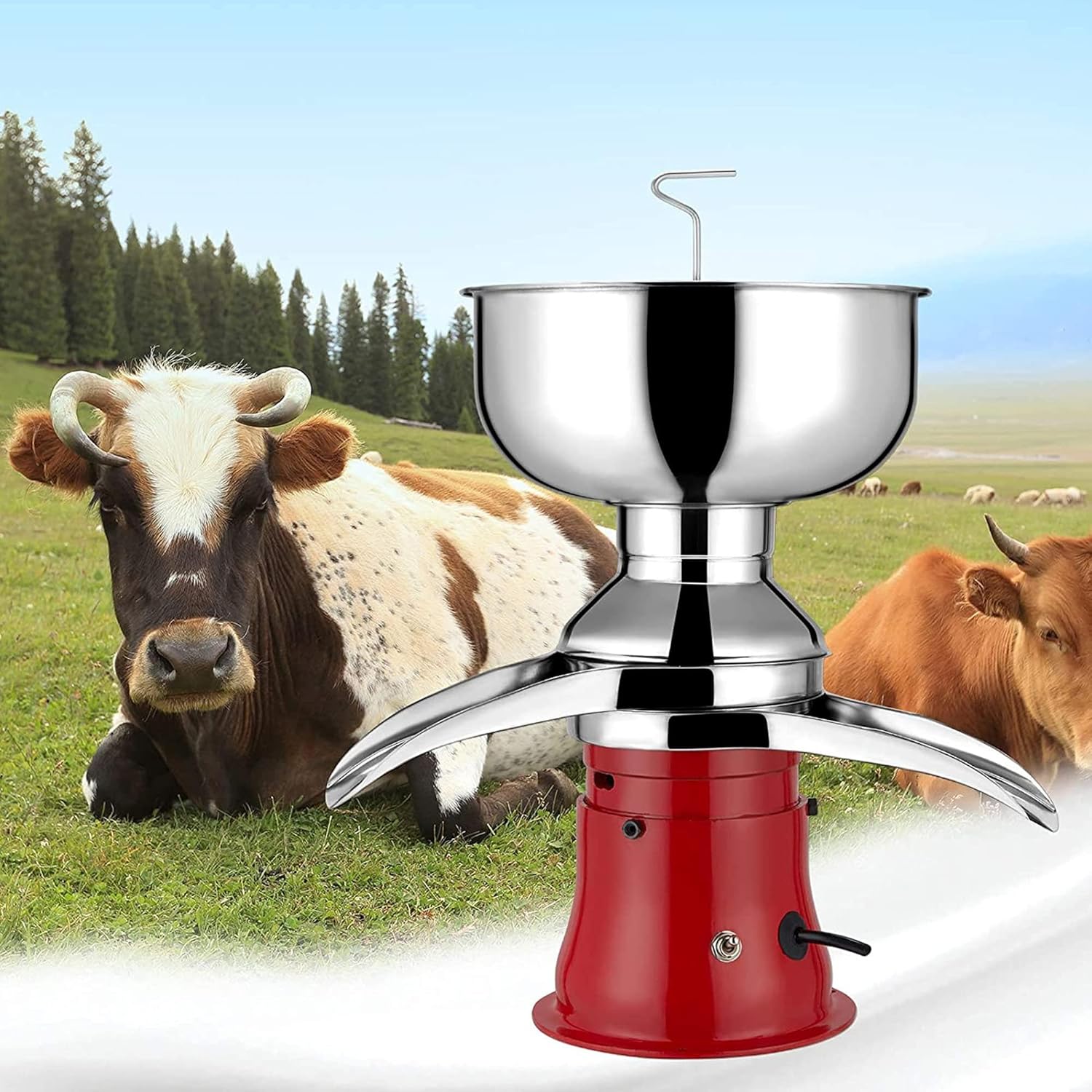Electric Cream Separator Stainless Steel 50L/H - Turn Raw or Whole Milk into Cream and Skim Milk with Milk Cream Centrifugal Separator - Ideal for Goat and Cow Milk