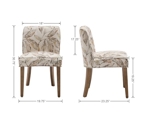 Upholstered Dining Chairs Set of 2, Farmhouse Kitchen Chairs with High Cane Backs, Black Rattan Dining Room Chairs Comfy Side Wood Chair for Living Room/Restaurant, White