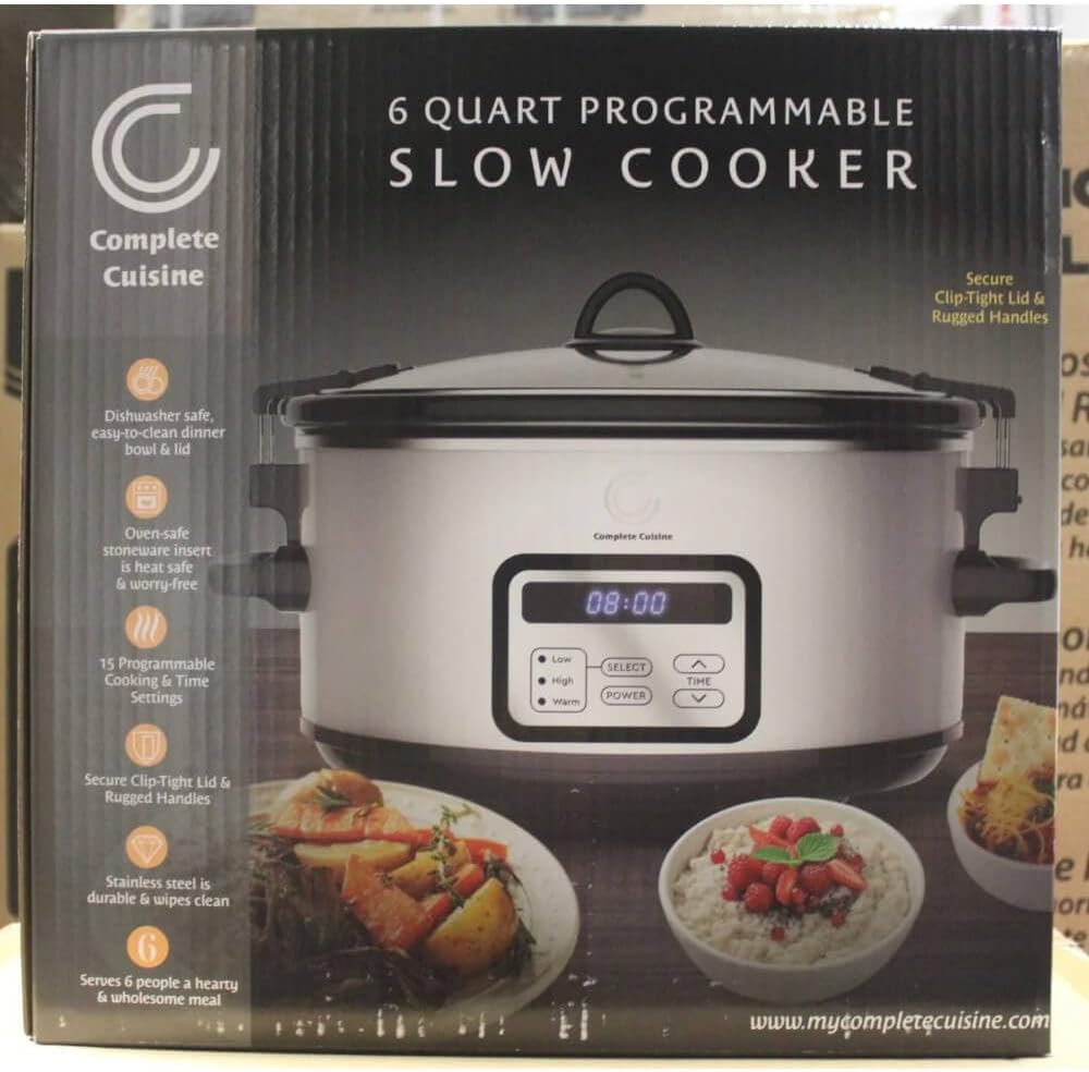 Complete Cuisine CC6300PGSS 6.0 Quart Programmable Stainless Steel Slow Cooker