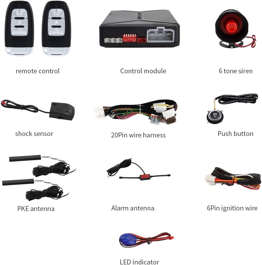 EASYGUARD EC010-SR PKE car Alarm Remote Starter keyless Start Push Start Button keyless Entry Shock Warning Proximity Lock Unlock DC12V