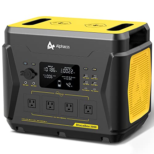 Portable Power Station 2203Wh, 1600W Solar Generator BlackBee 2000 w/4 AC Outlets, 15 Power Outlets, Fast Charging, Solar Power Generator for Home Backup Emergency Outdoor RV Camping