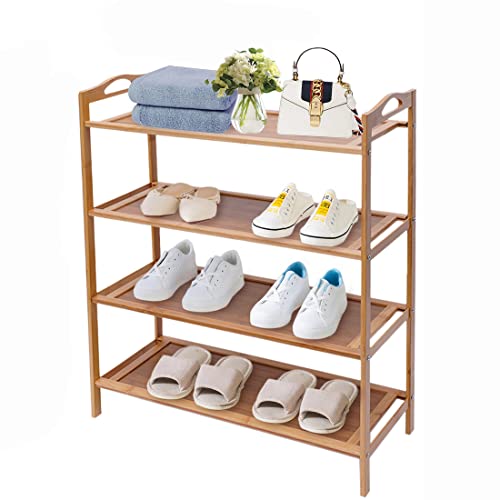 DNYSYSJ Bamboo Shoe Rack Organizer 5-Tier Shoe Shelf Storage Freestanding Shoes Shelf Stand for Entryway Hallway Closet (Brown)