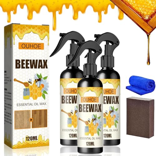 KCRPM 2024 New Natural Micro-Molecularized Beeswax Spray, Beeswax Spray Furniture Polish, Furniture Beeswax Spray, Ouhoe Beeswax Wood Polish (3pcs)