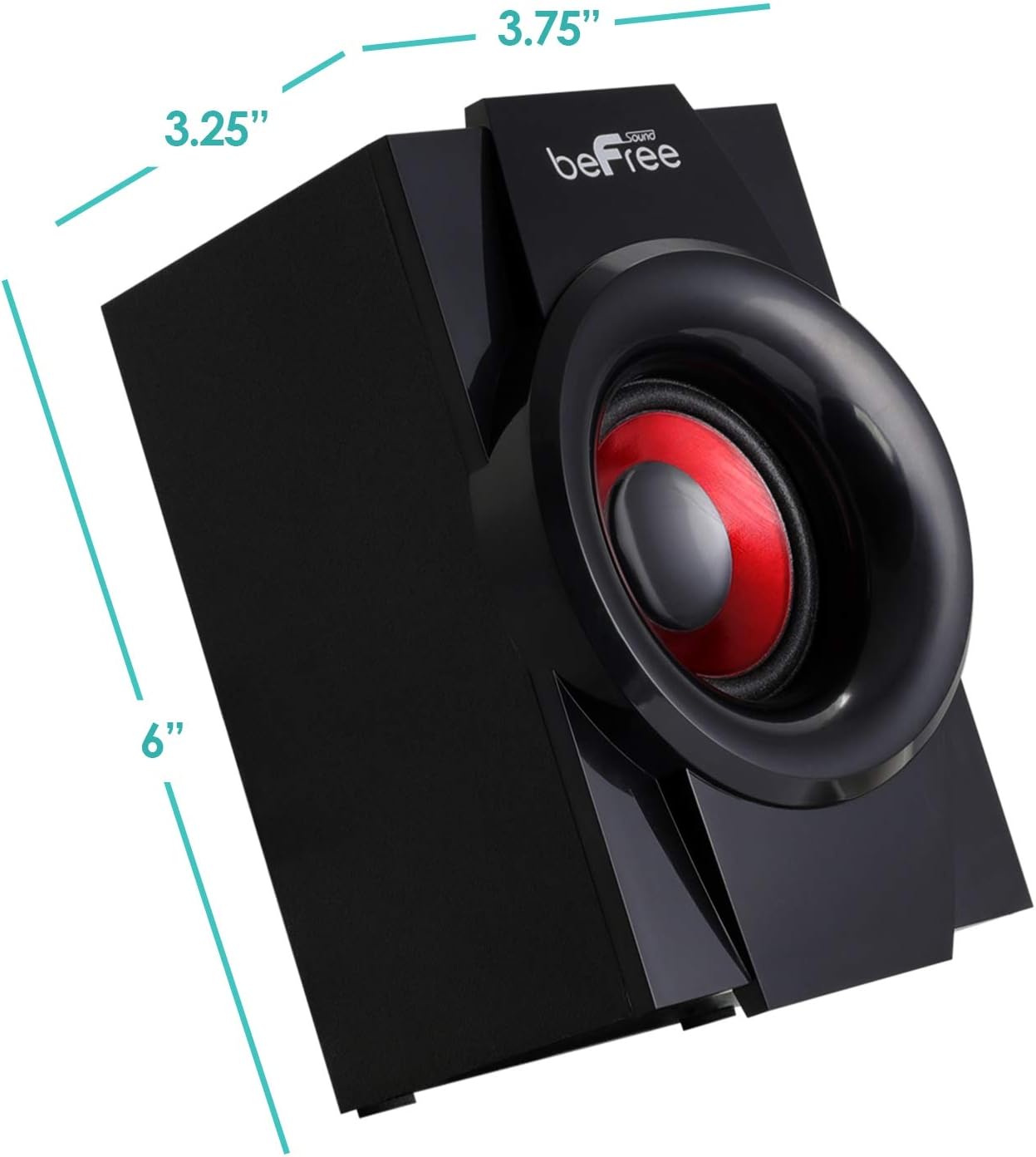 Be Free Sound 5.1 Channel Surround Sound Bluetooth Speaker System in Red with Remote Control, FM Radio, 4