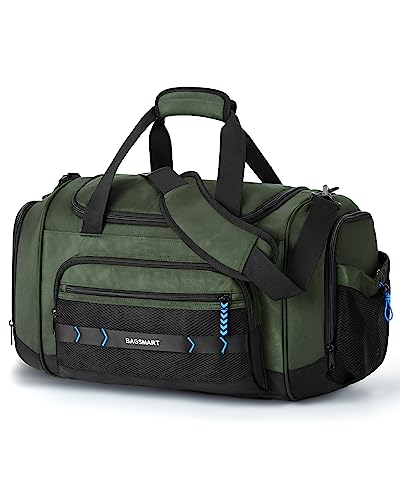 BAGSMART Gym Bag for Men & Women, Sports Travel Duffel Bag Carry-on Bag, Lightweight Weekend Overnight Bag with Shoe Compartment & Wet Pocket, Water-resistant Workout Duffle Bag for Travel Gym -Black