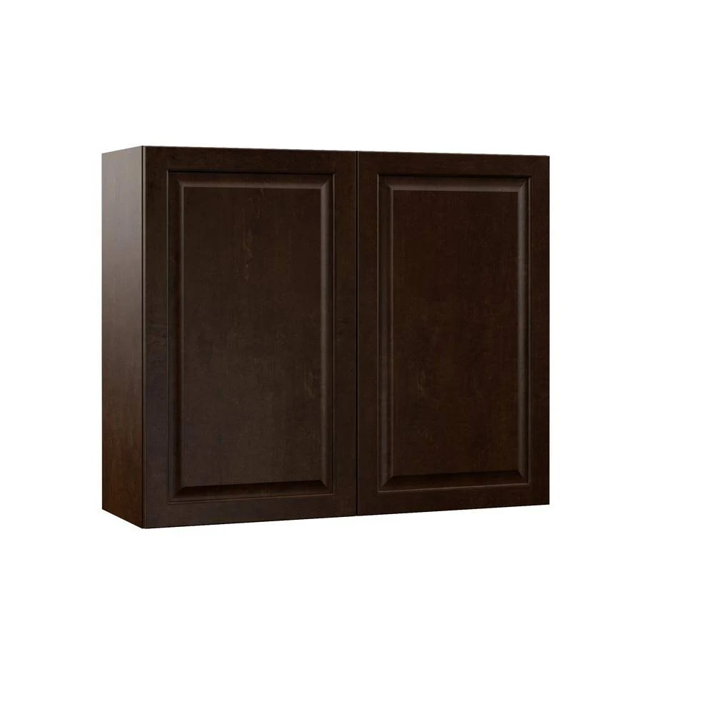 Hampton Bay Designer Series Gretna Assembled 36x30x12 in. Wall Kitchen Cabinet in Espresso, Brown