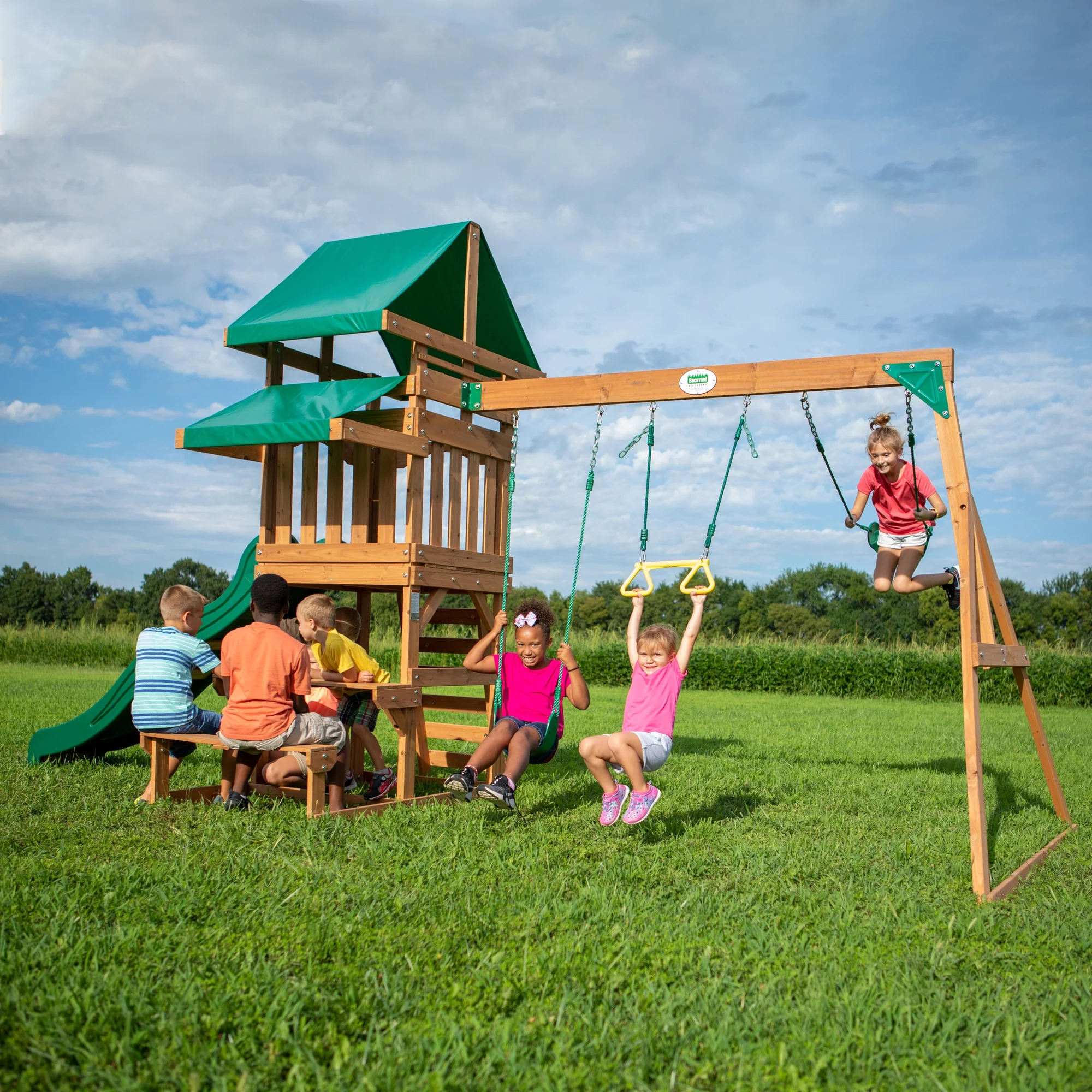 Backyard Discovery Belmont All Cedar Wood Playset Swing Set - Radiant Selections