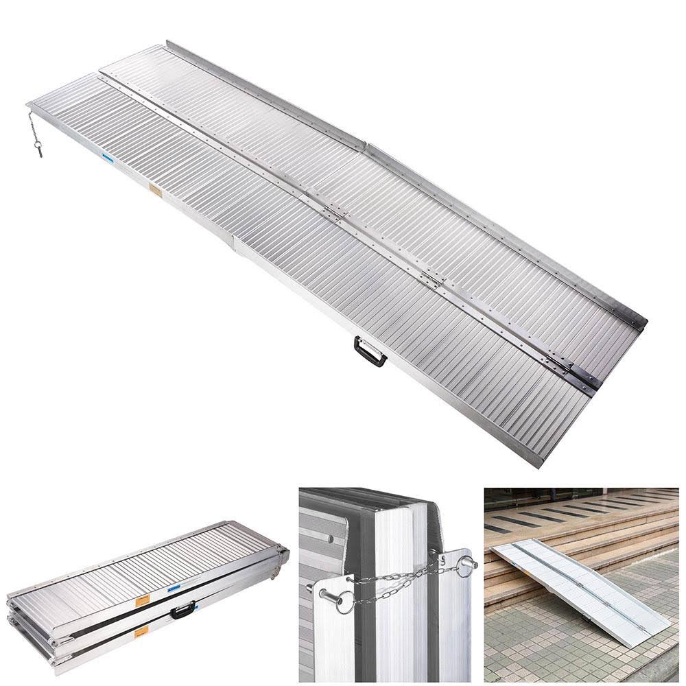 Yescom 8& Aluminum Portable Folding Wheelchair Ramp Mobility Handicap Scooter, Size: 1XL