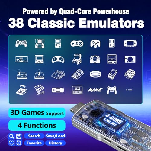 Upgrade Retro Game Stick Pro, Wireless Retro Gaming Console with 40000+ Games, Built-in 38 Game Emulators, Plug and Play Video Games for TV, 4K, Retro Game Console with Dual 2.4G Controllers (64G)