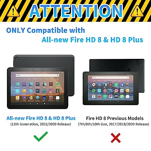 Case Fits All-New Amazon Kindle Fire HD 8 & 8 Plus Tablet (12th Generation/10th Generation,2022/2020 Release) 8