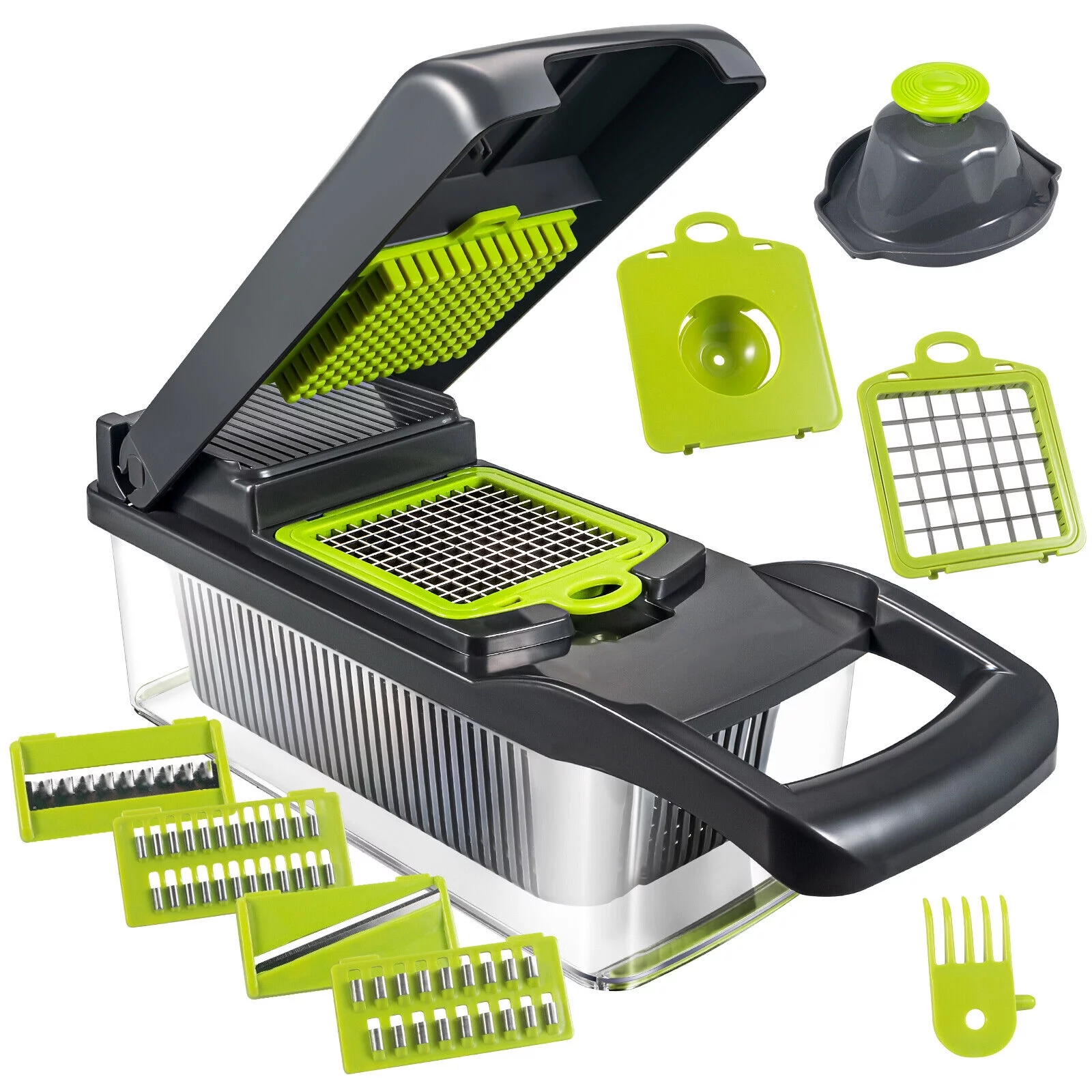JahyShow 12 in 1 Vegetable Chopper Cutter,Mandoline Slicer Food Onion Veggie Dicer with Container