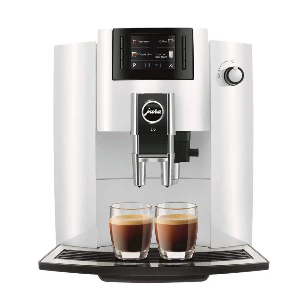 Jura E6 Automatic Espresso Machine (Piano White)