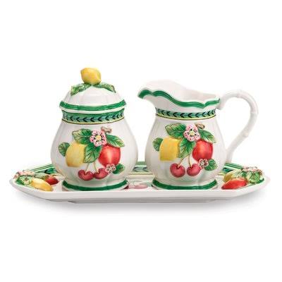 Villeroy u0026 Boch Multi French Garden Figural Sugar and Creamer with Tray