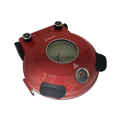 CULINARY CHEF Electric Pizza Oven with Ceramic Stone, Viewing Window, Adjustable Heat Control, Timer and 1200W Baking Power, DIY Homemade Pizzeria, Large 12” Pie Capacity (Black)