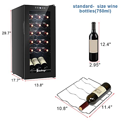 Winado Wine Cooler Refrigerator, 12 Bottle Freestanding Compressor Wine Cooler w/Digital Temp Control, Mini Wine Fridge with Double-Layer Glass Door & Removable Shelves