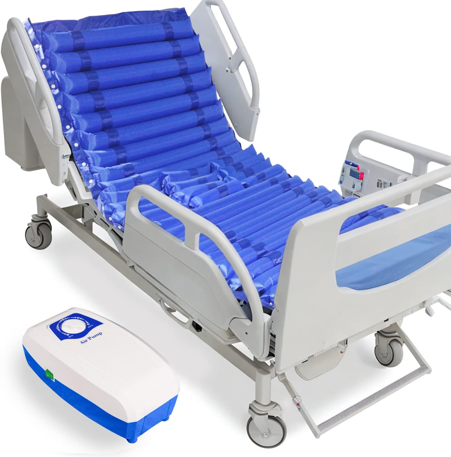 Pressure Mattress Topper with Ultra Quiet Alternating Pump, Low Air Loss Mattress with 5-level Firmness Adjustment, Alternating Air Pressure Mattress for Bed Sores Pad