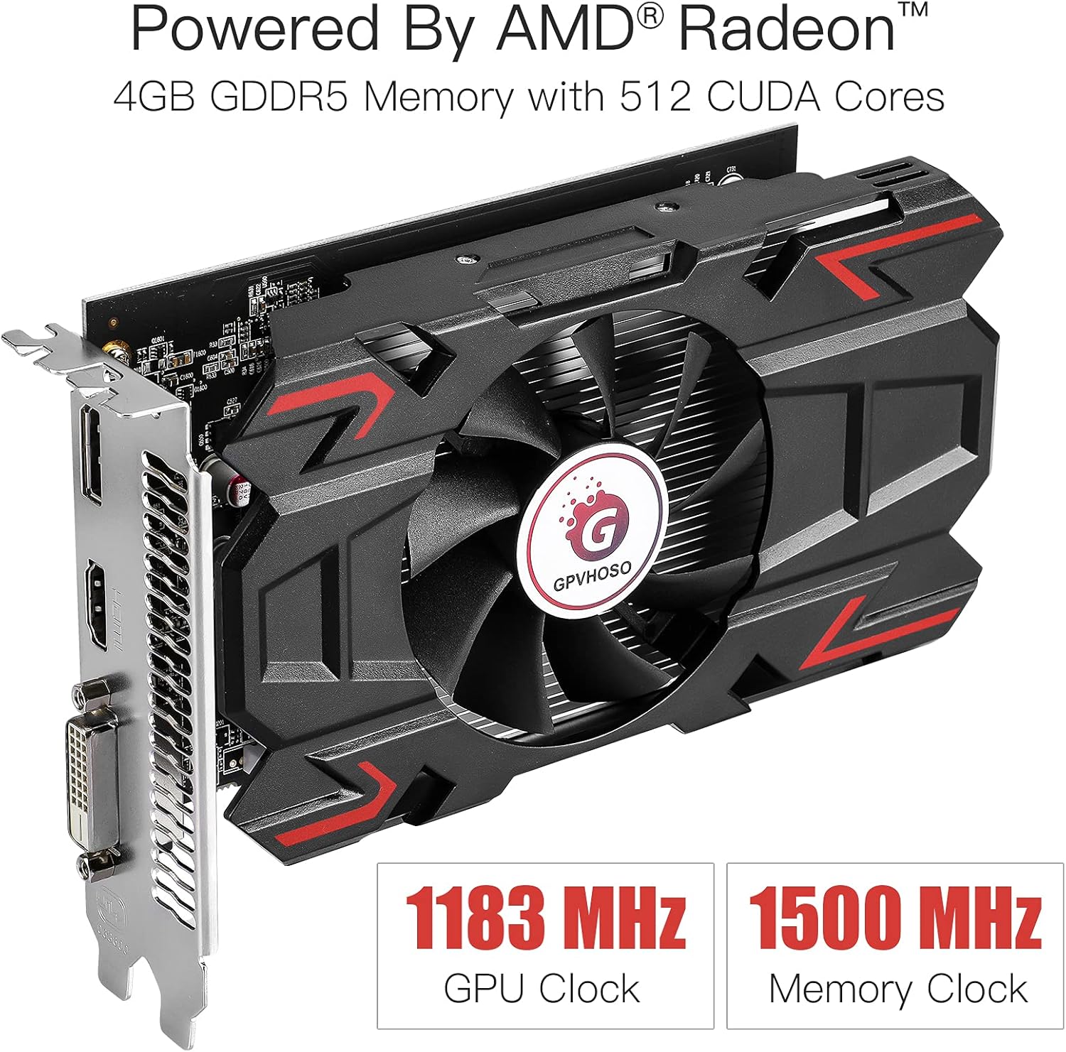 KAER AMD Radeon RX 550 Computer Graphics Card 4GB, GDDR5, 128 Bit, DirectX 12, PCI Express 3.0, DP HDMI DVI-D, Desktop Gaming Video Card, Computer GPU