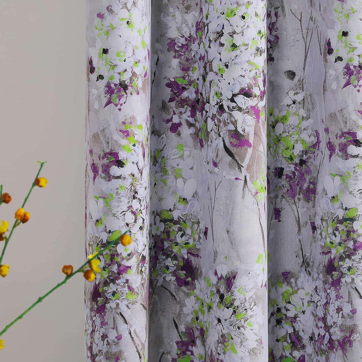 MYSKY HOME Purple Curtains 108 Inch Length Thermal Curtains for Living Room Thermal Insulated Room Darkening Curtains Vintage Floral Curtains Window Panels for Bedroom 2 Panels, Grommet Top