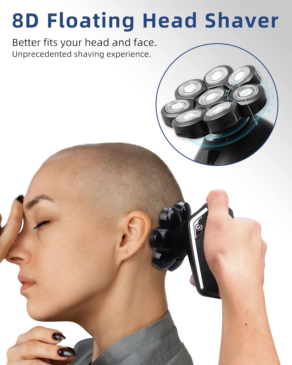 Head Shaver 8D - Electric Head Shavers for Bald Men with Wet and Dry Head - Cordless, Rechargeable, Ergonomic Design - Multifunctional Electric Razor Pack of 2